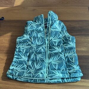 Lands' End Teal and Light yellow Puffer Vest